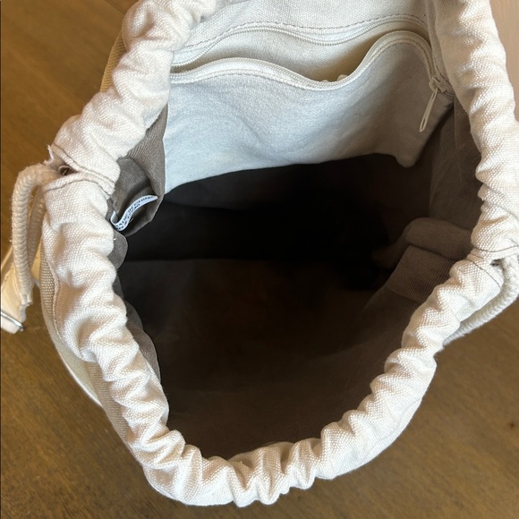 Sailor Ditty Unbranded Canvas Drawstring Bucket Backpack Beige & White. Nautical - Picture 4 of 9